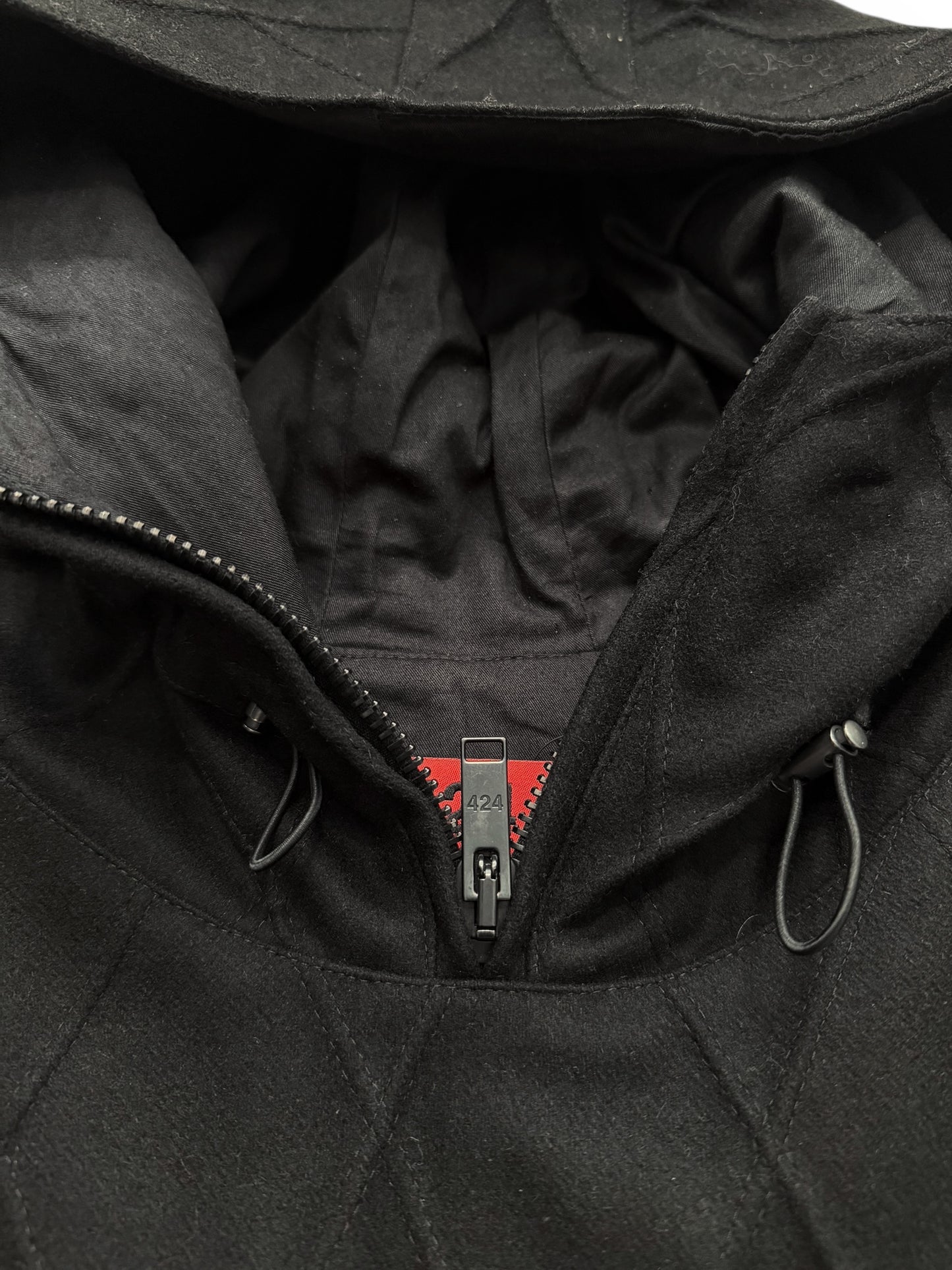 Wool Fence Pleat Cropped Anorak Jacket