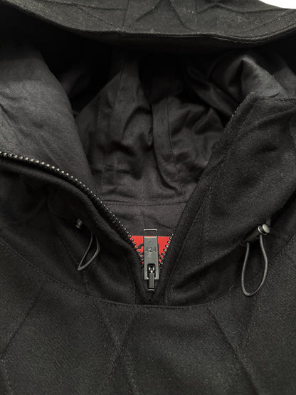 Wool Fence Pleat Cropped Anorak Jacket