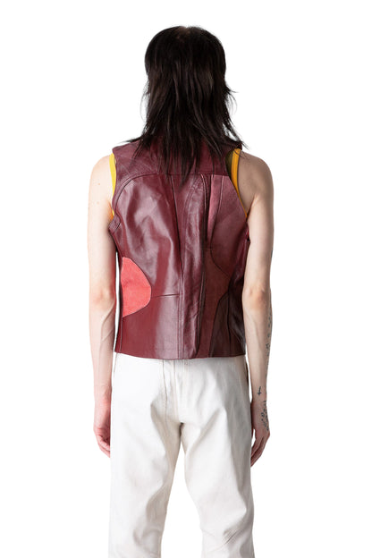 Recycled Couch Leather Asymmetric Vest