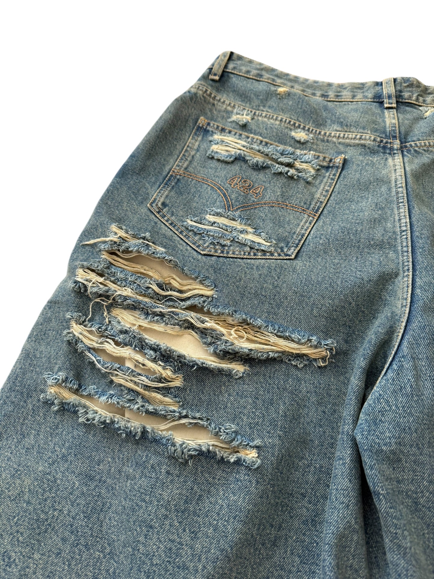 Big Daddy Baggy Denim Shred Jean Shorts