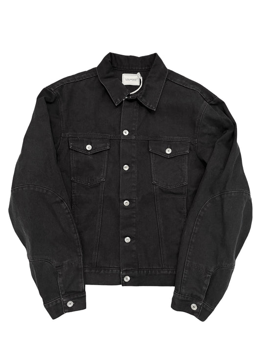Washtag Print Black Denim Jacket