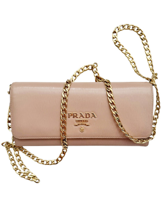 Chain Strap Wallet Flap Leather Bag