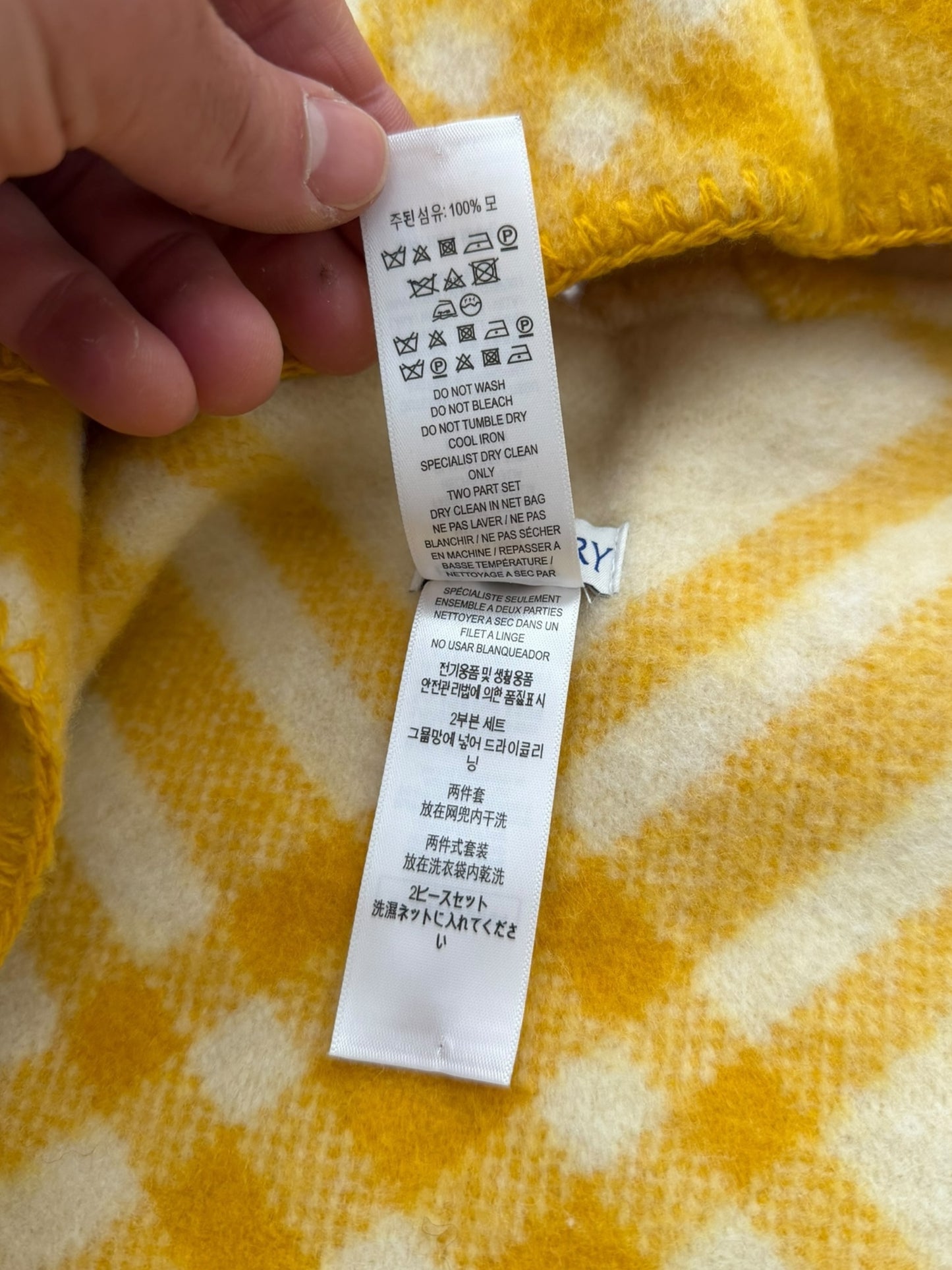 Wool Yellow Check Hooded Scarf