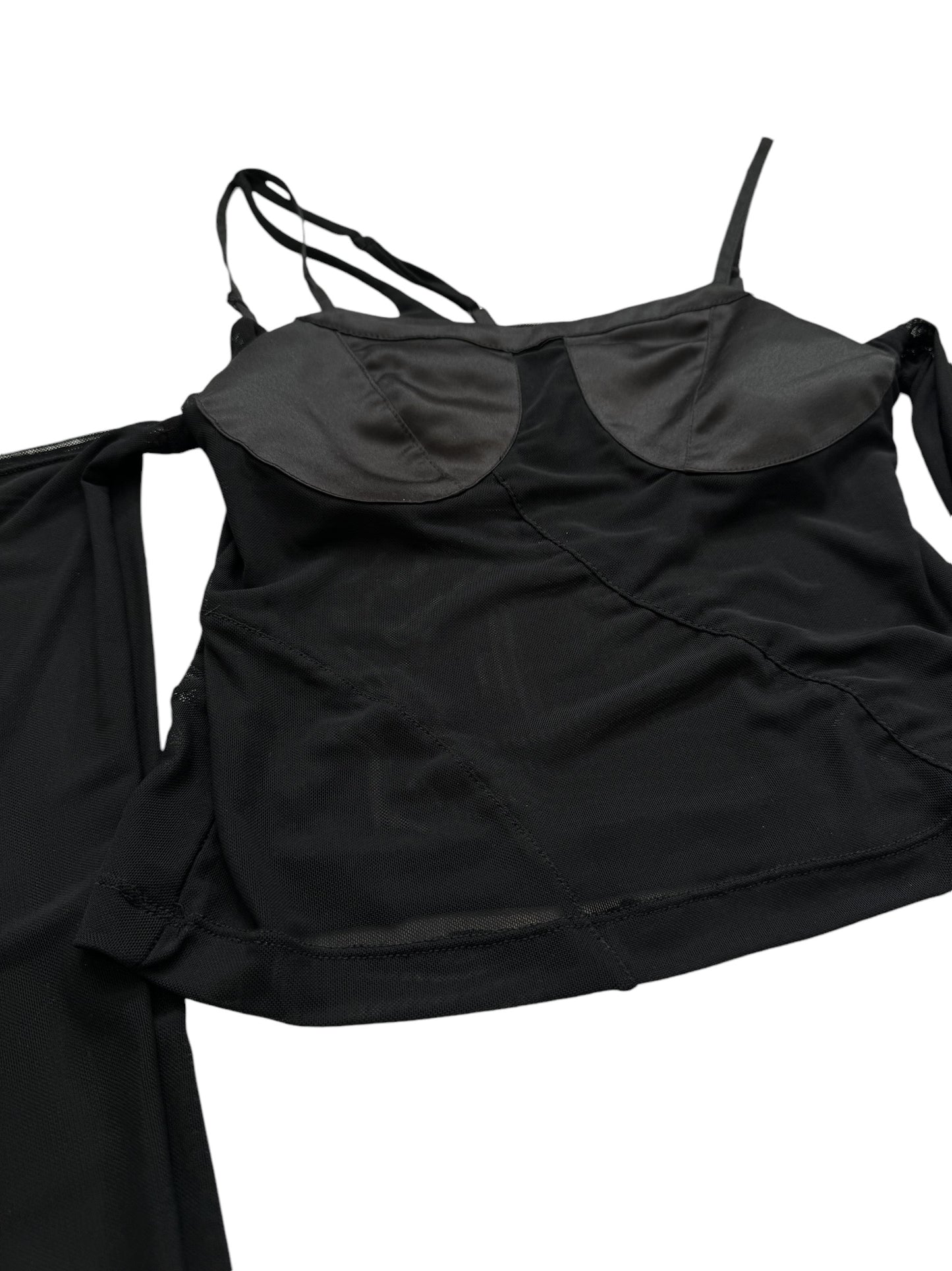 Sheer Mesh Hybrid Top w Bra Detail