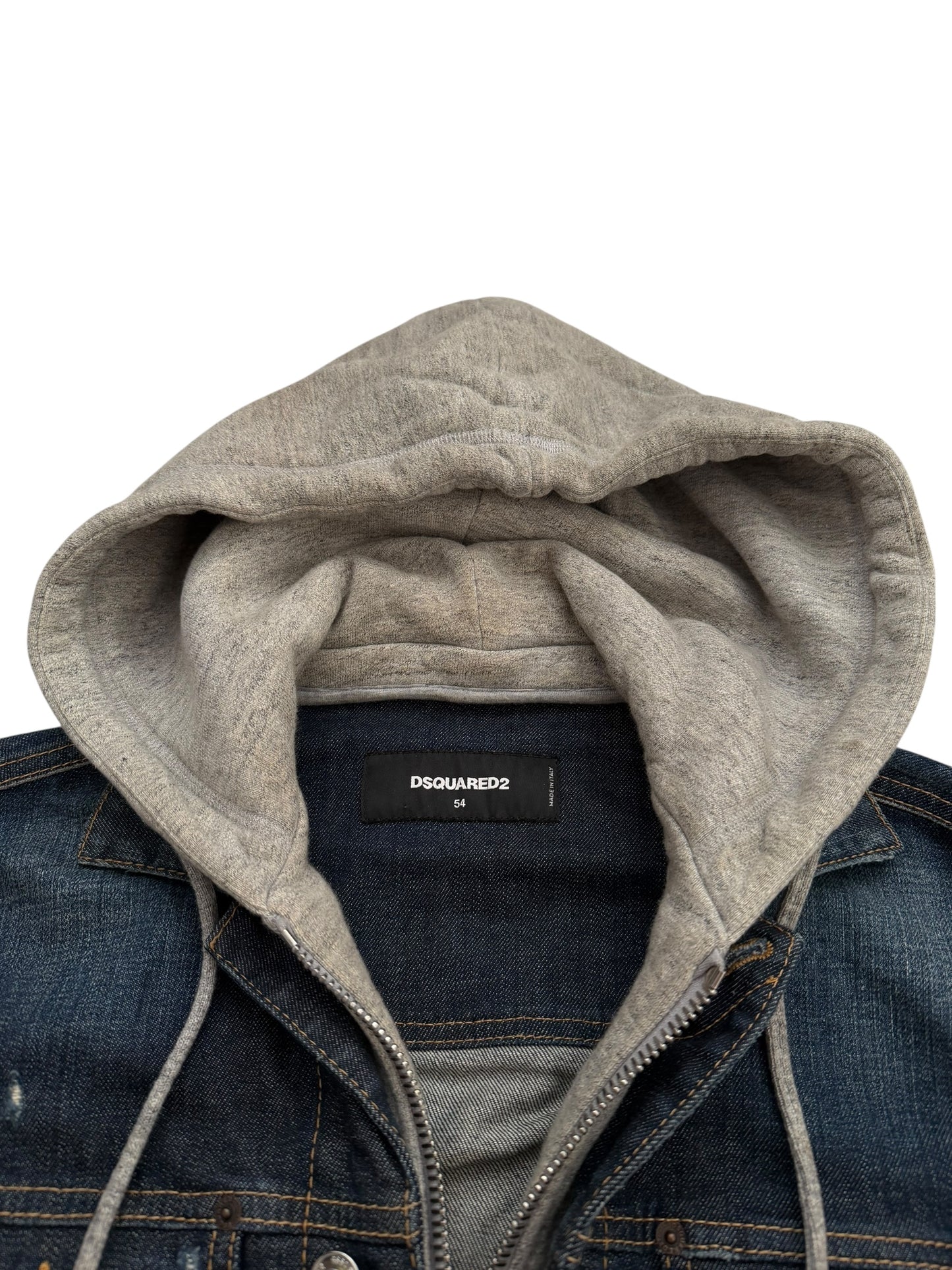 2018 Hybrid Dan Leather Denim Hooded Jacket