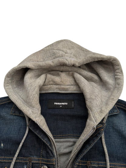 2018 Hybrid Dan Leather Denim Hooded Jacket