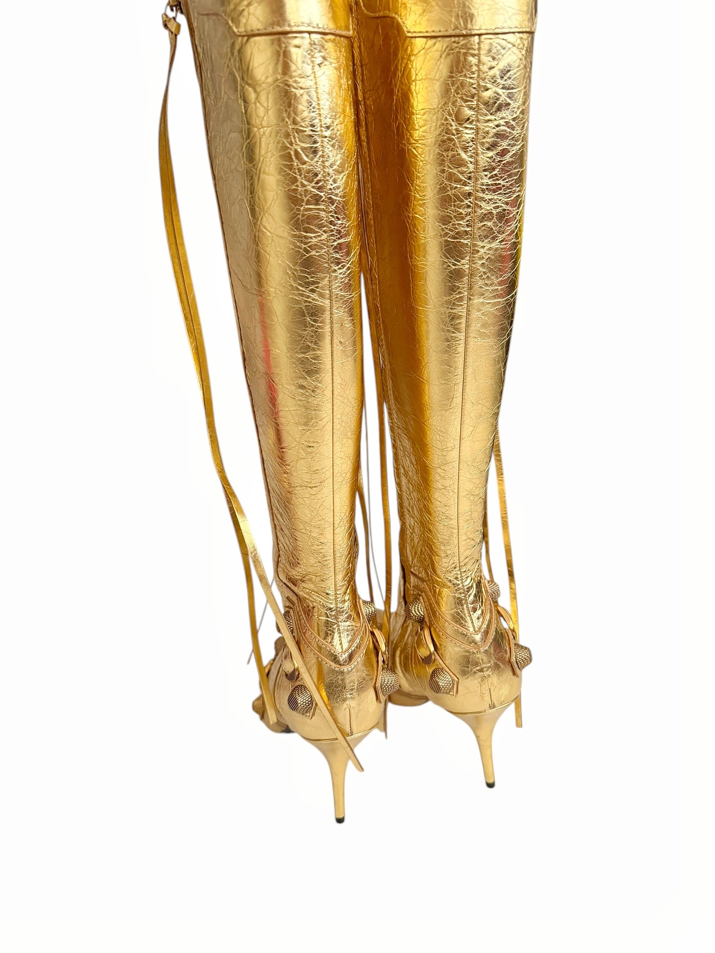 Metal Gold Cagole Heel Boot Arena H90