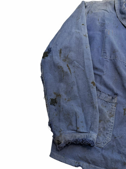 1930’s Distressed Repaired Indigo French Workwear Chore Jacket