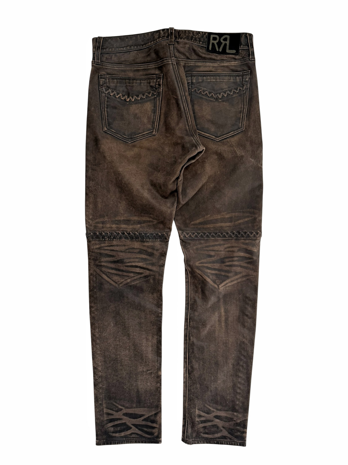 Whipstitch Lace Leather Distressed Pants