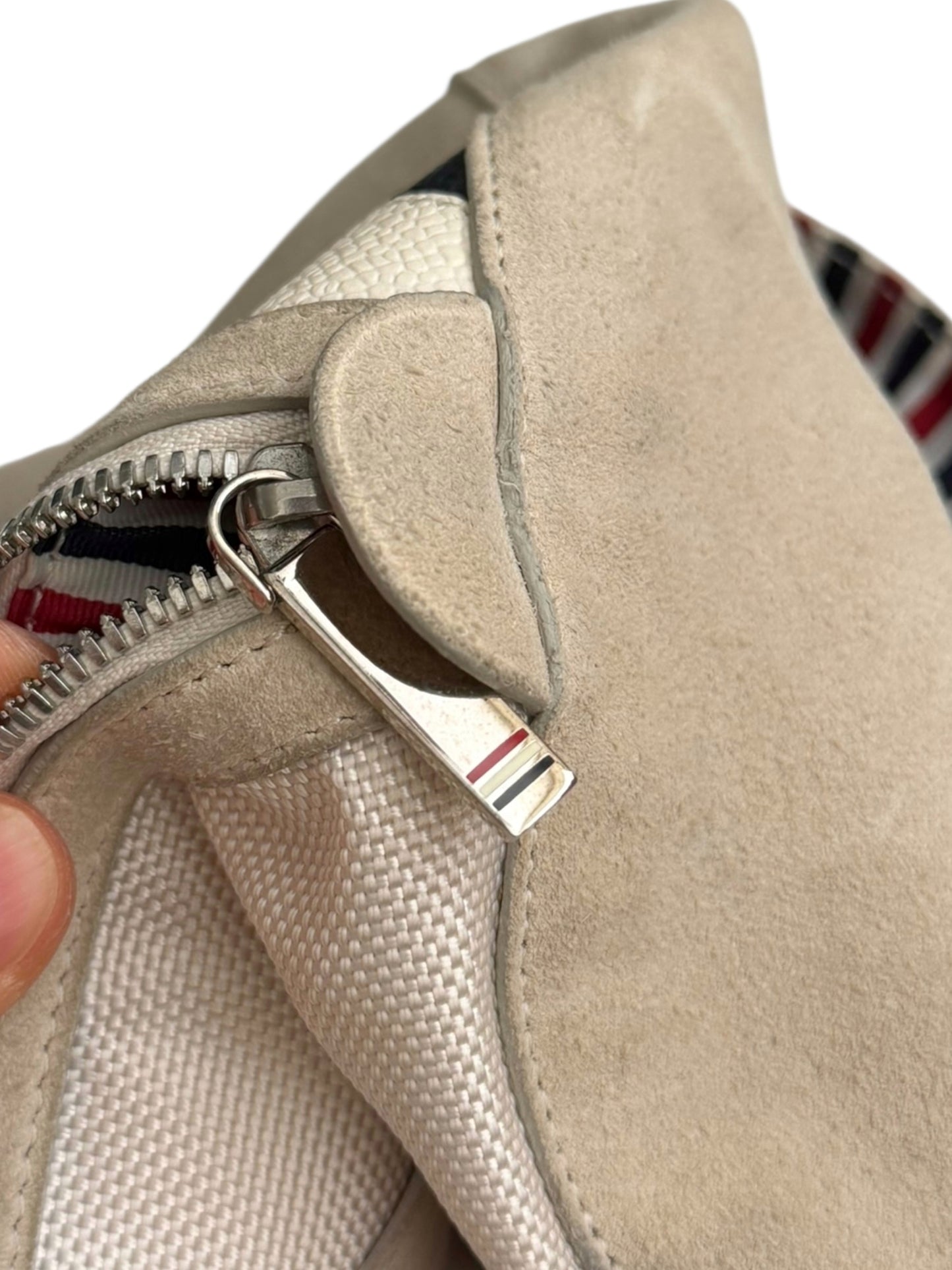 Suede Pebble Leather Stripe Duffle Bag