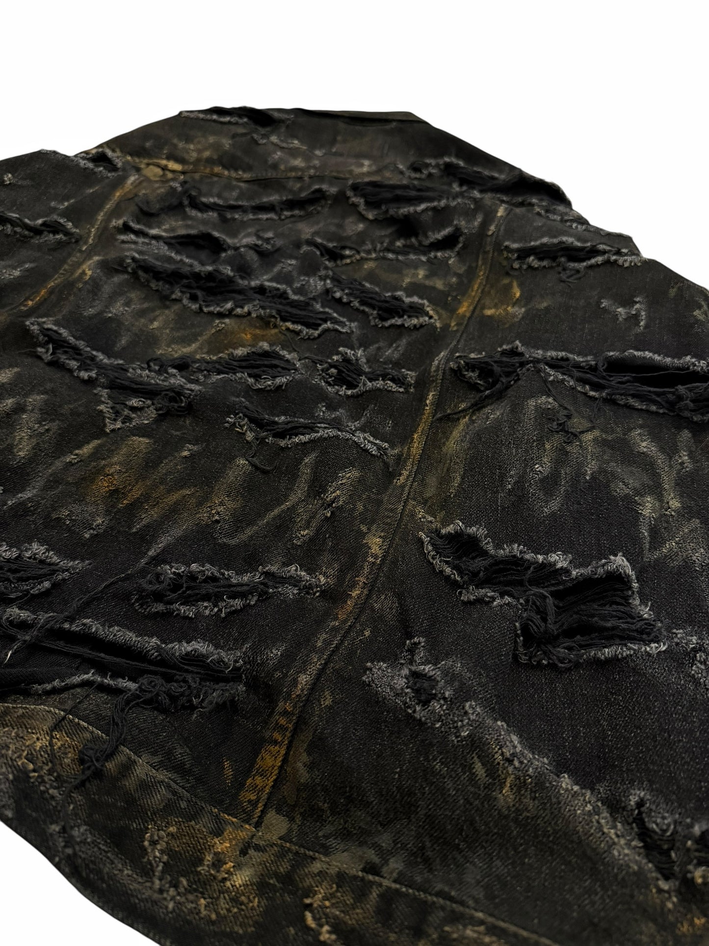 Mud Show Distressed Shredded Denim Trucker Jacket