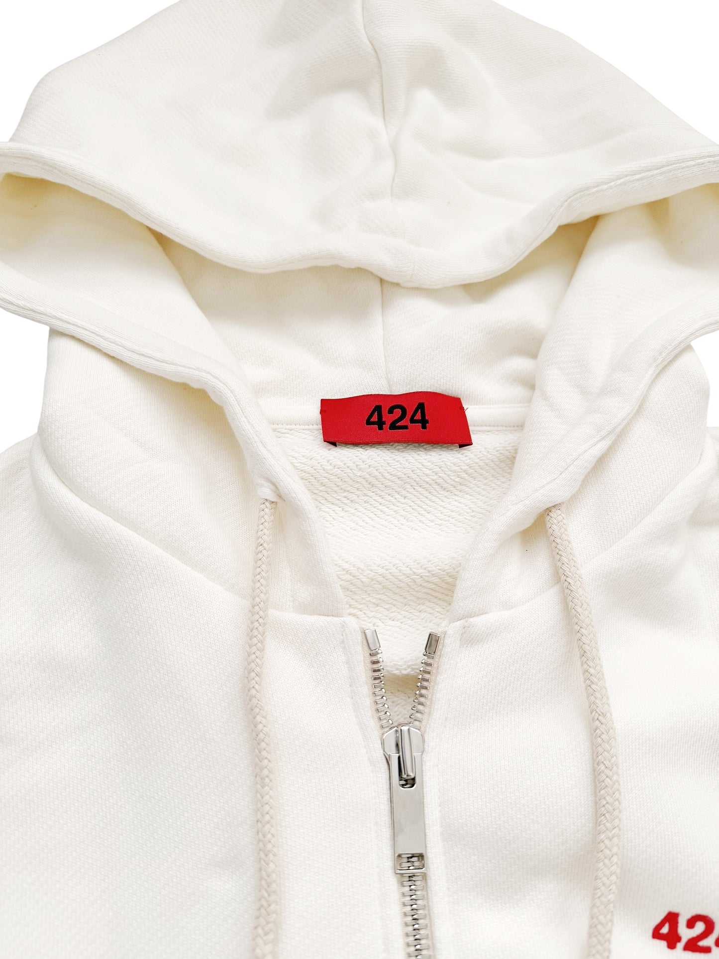 Zip Logo White Hoodie