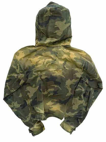 Distressed Cropped Camo Anorak Parka Jacket