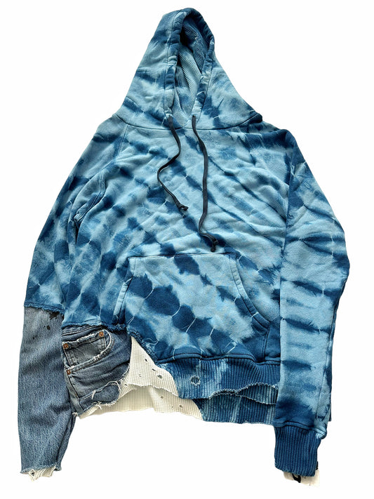 Indigo Starburst Fragment Dye Hoodie