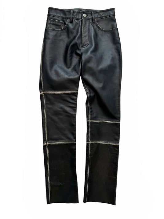 Reconstructed Leather Patchwork Pants