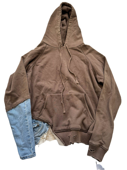 Sample Cocoa Brown Denim Fragment Hybrid Hoodie