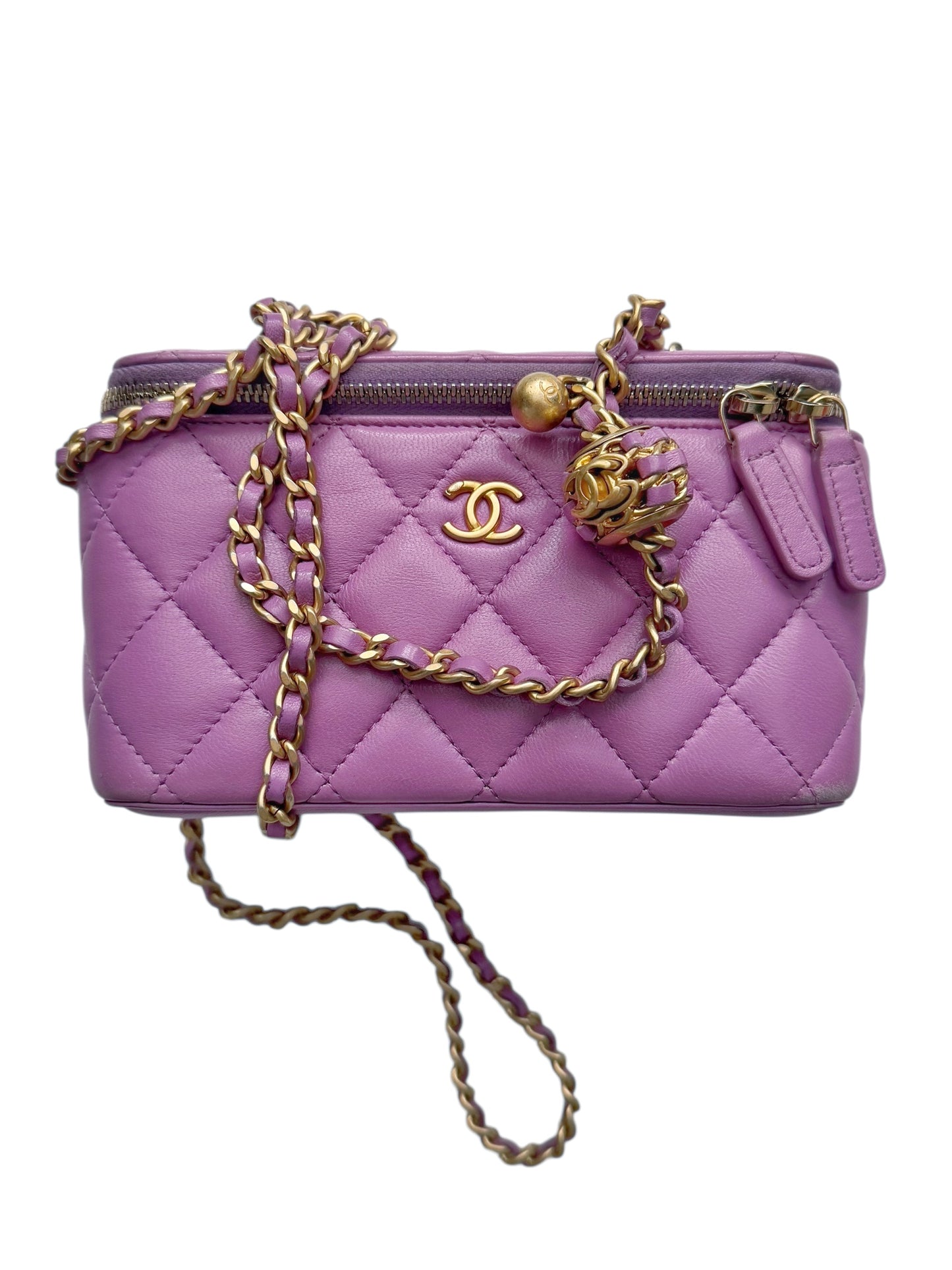 2022 Sheepskin Pink Pearl Chain Square Bag