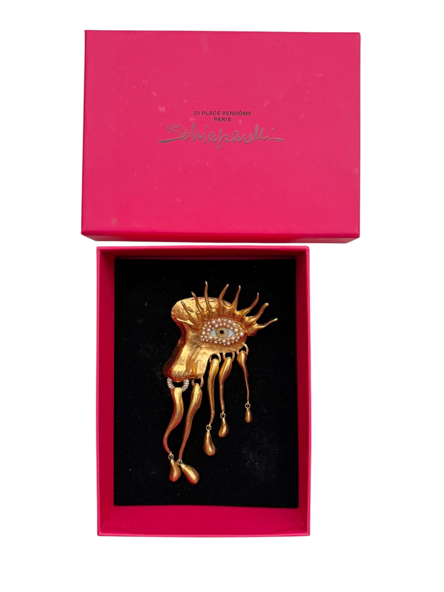 Gilded “Visage” Eye Brooch