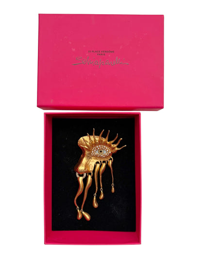 Gilded “Visage” Eye Brooch