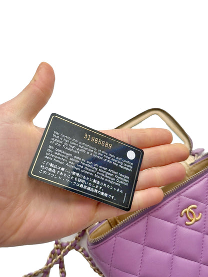 2022 Sheepskin Pink Pearl Chain Square Bag