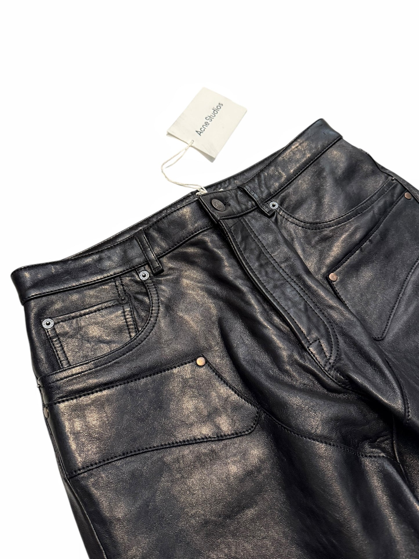 Pocket Detail Heavy Leather Flare Bootcut Pant