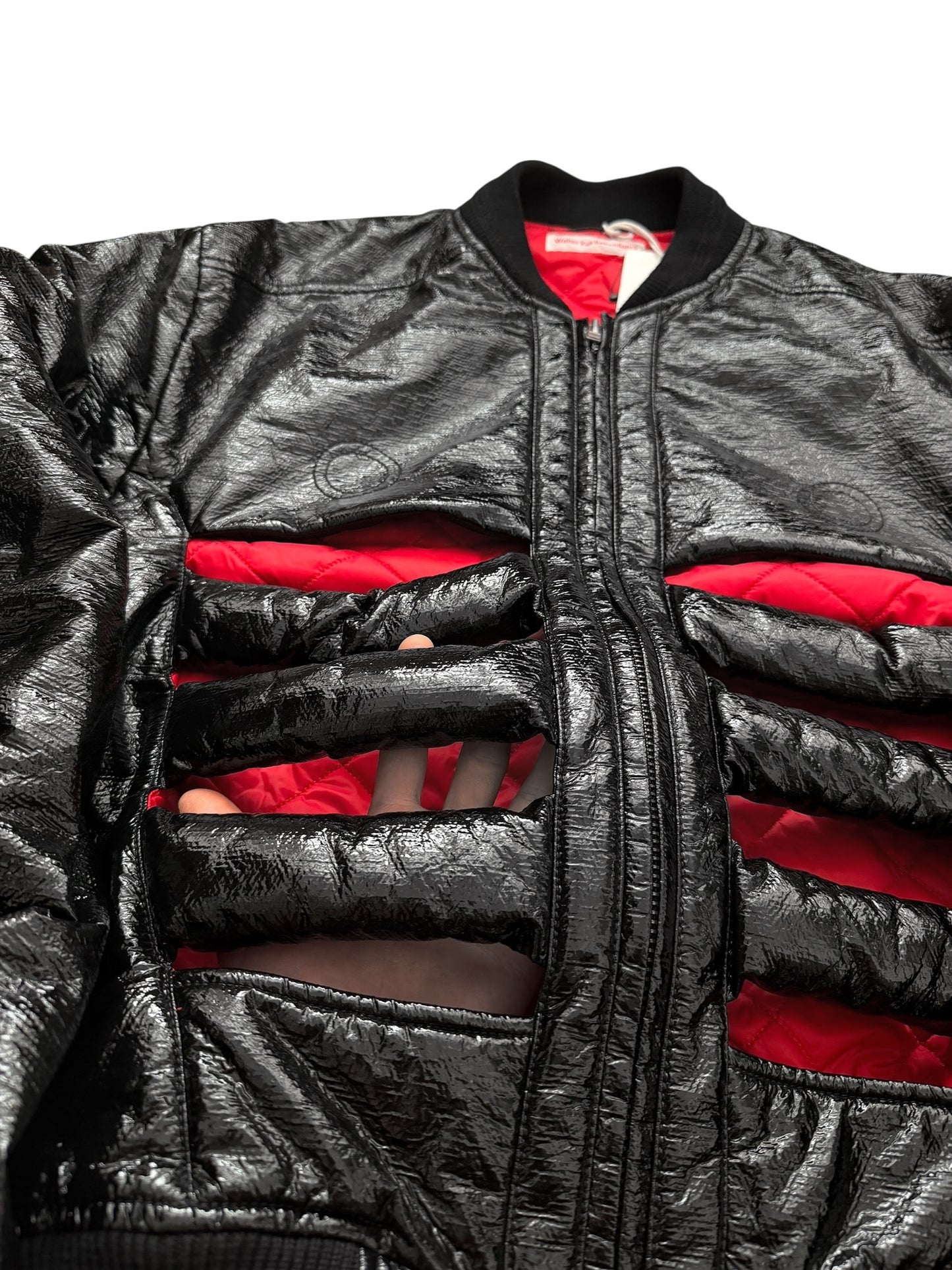 Skeleton Rib Cut Out Bomber Jacket