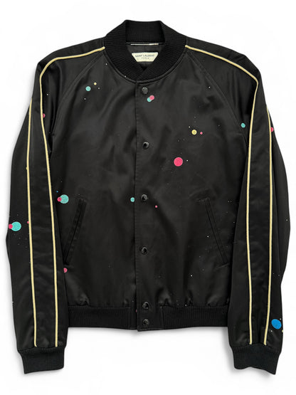 Galaxy Logo Teddy Varsity Satin Jacket