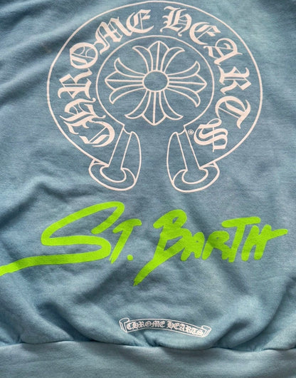 St Barths Exclusive Blue Overdyed Zip Rhodium Hoodie