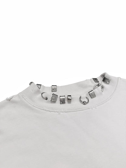 Pierced Metal Crewneck Sweatshirt