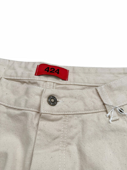 Big Daddy Baggy Beige White Denim Jeans Pant