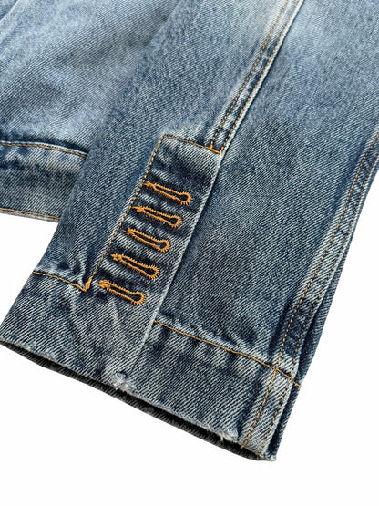 Japanese Wash Mandarin Collar Pleated Denim Trucker