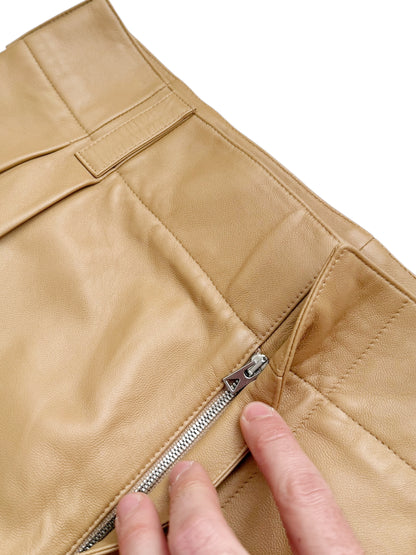 “Cashmere Nappa” Leather Pleat Baggy Pant