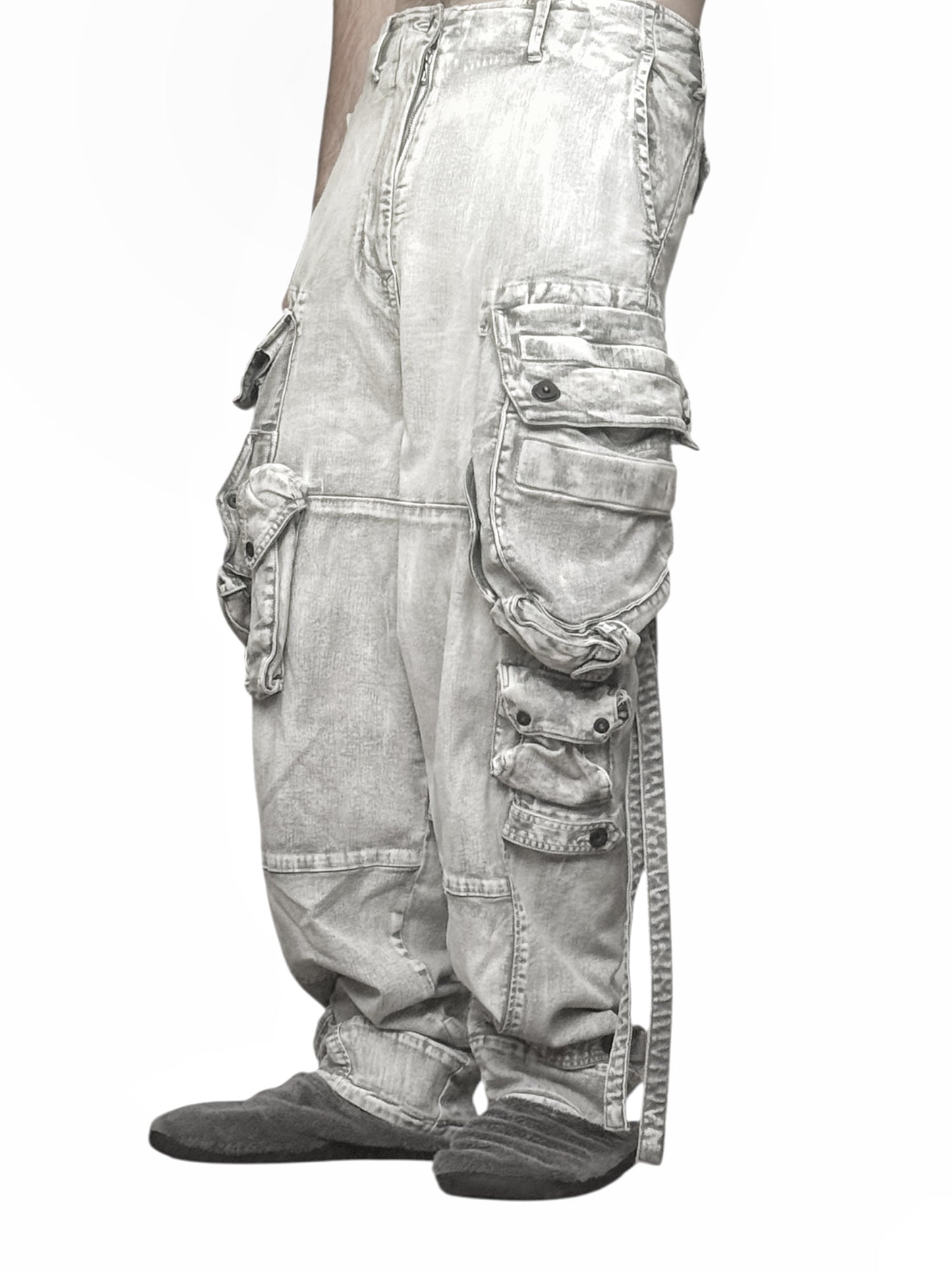 White Degrade Wash Gasmask Cargos