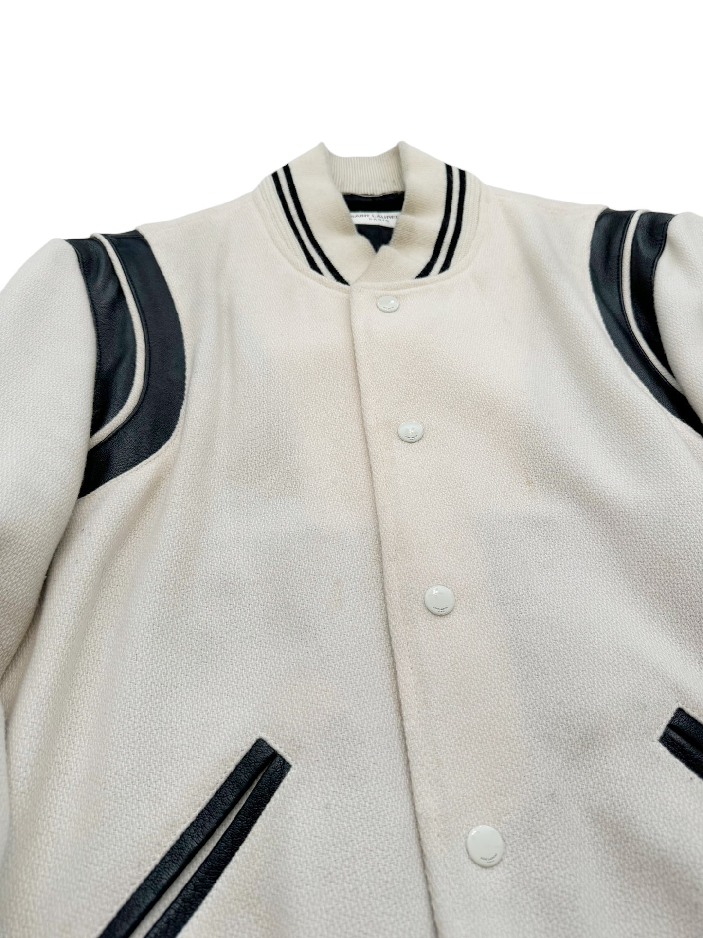 Cream Teddy Varsity Jacket