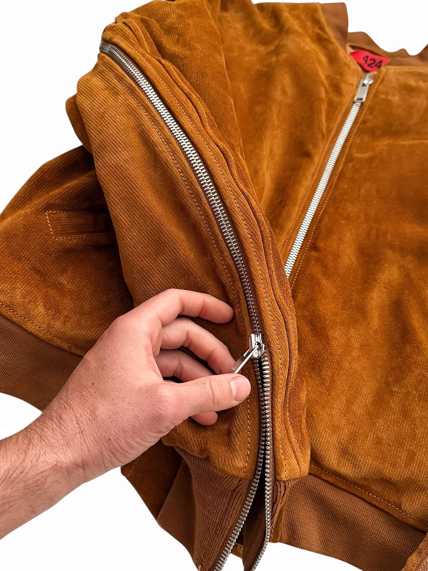 Trompe Leoil Leather “Corduroy” Bomber Jacket