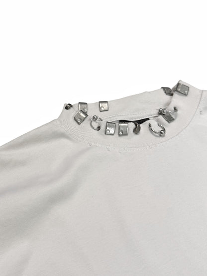 White Pierced Collar Shirt
