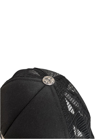 Vintage Triple White Leather Cross Trucker Hat