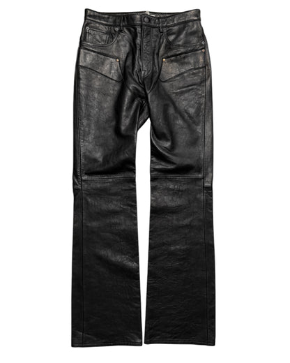 Pocket Detail Heavy Leather Flare Bootcut Pant