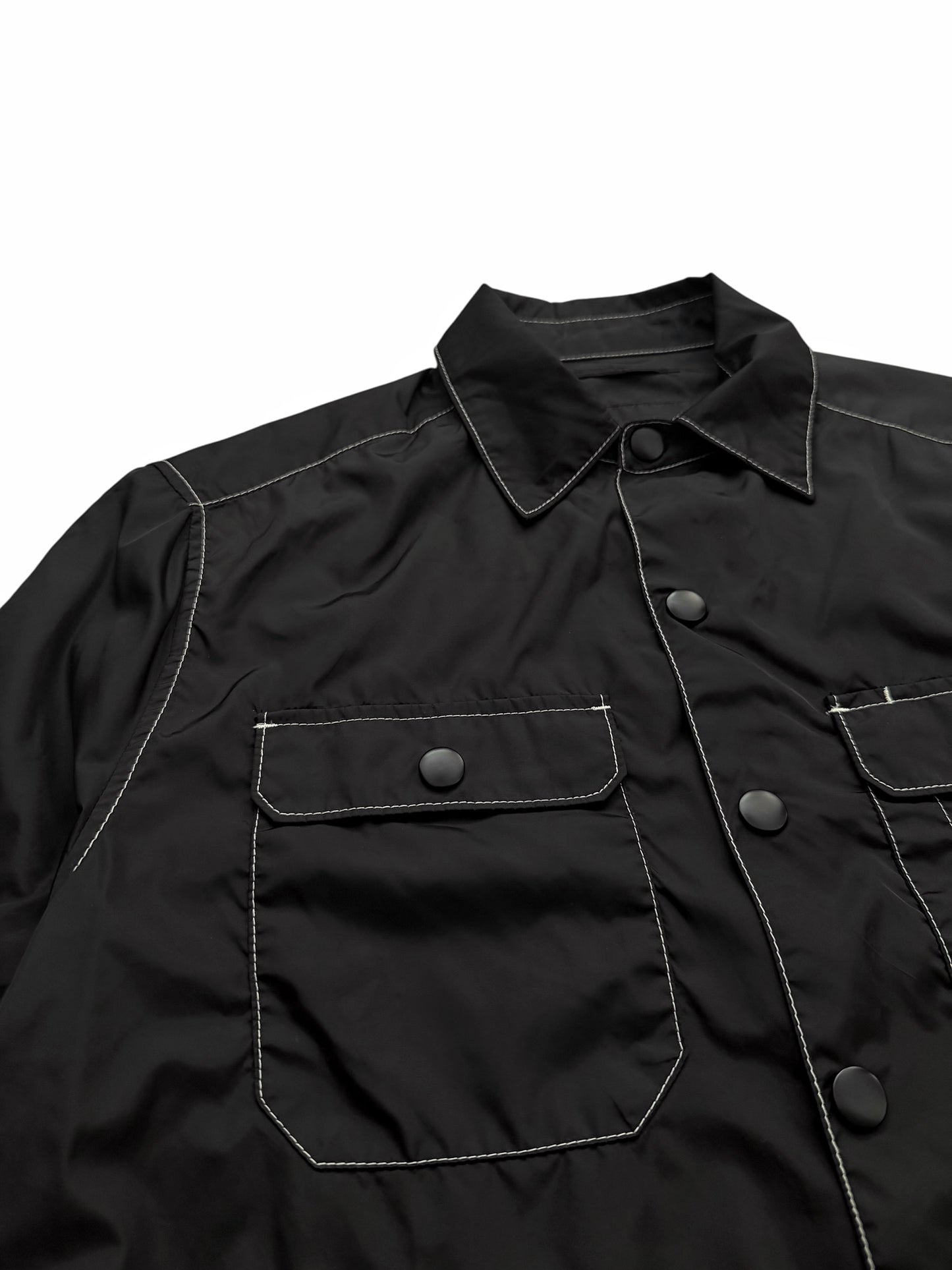 Contrast Re Nylon Black Shirt