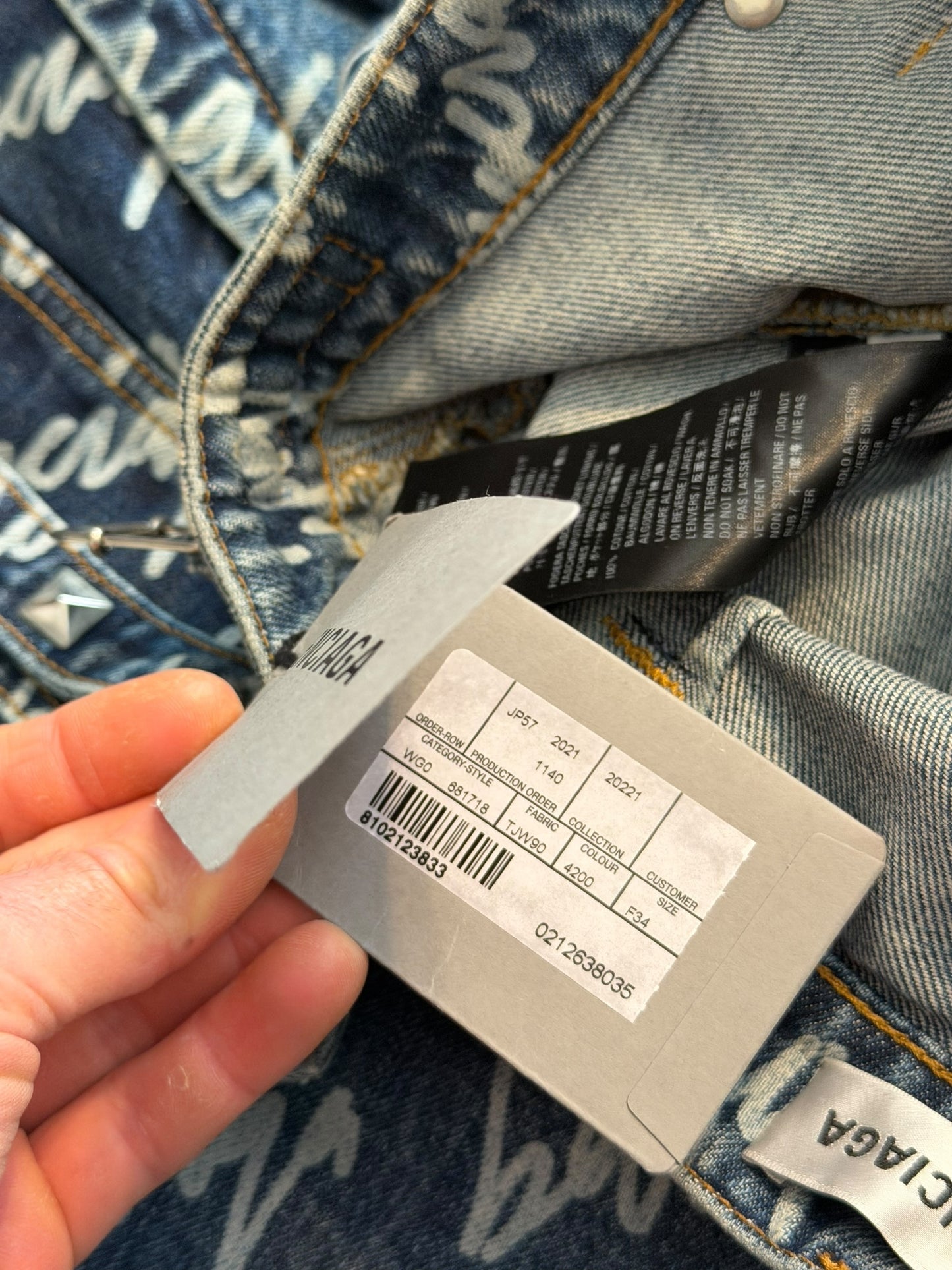 Runway Script Denim Raver Skirt