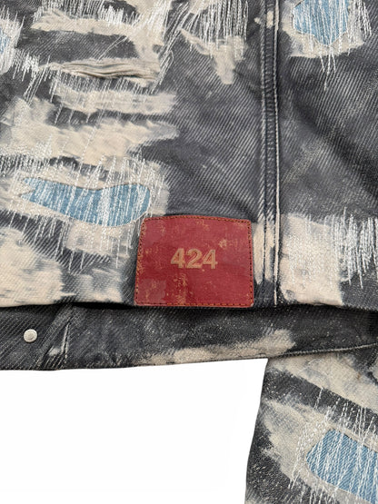 Distressed Leather (Denim Effect) Trucker Jacket