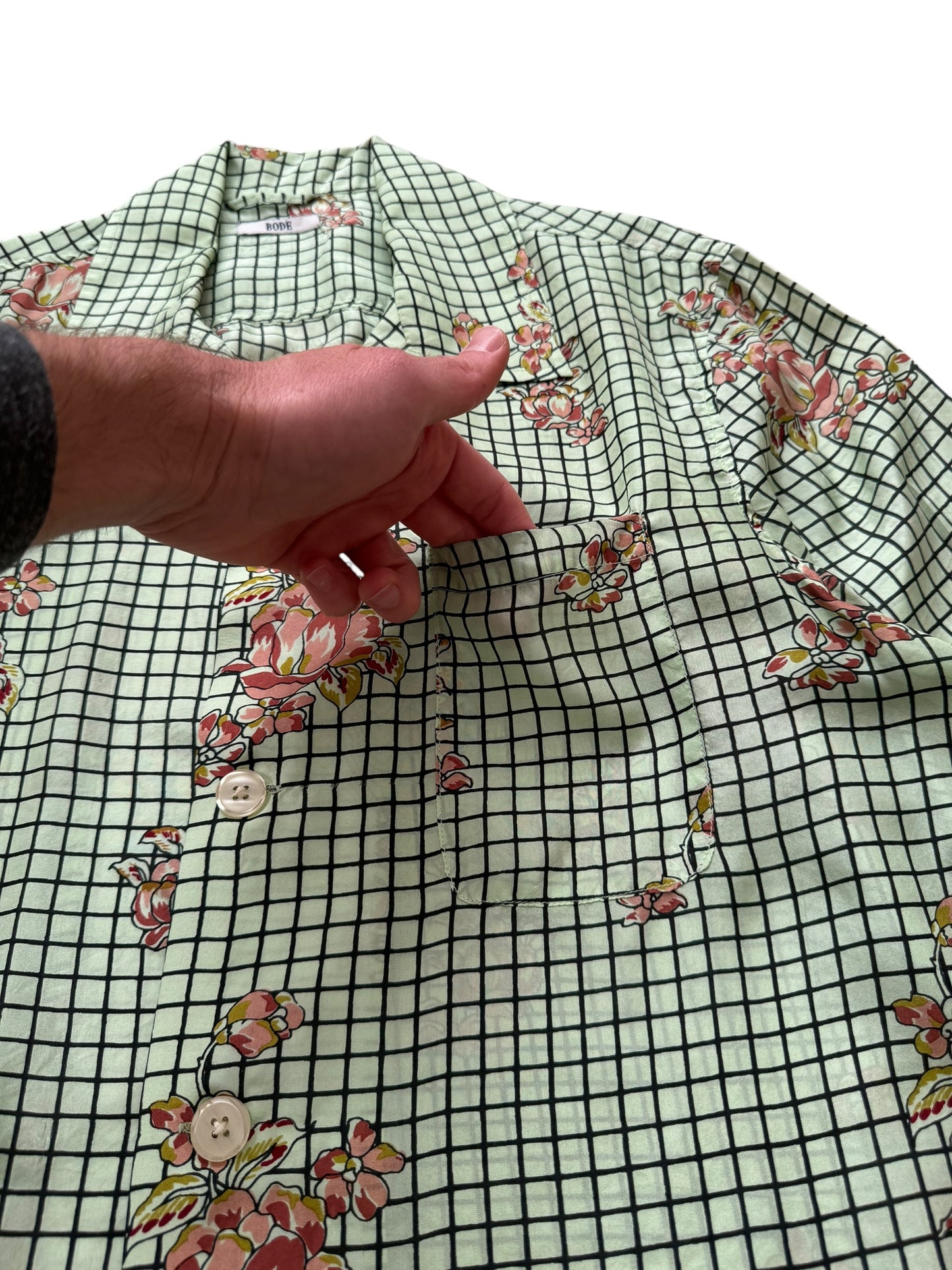 Silk Floral Plaid Shirt