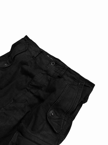 Layered Denim Gas Mask Cargo Pants