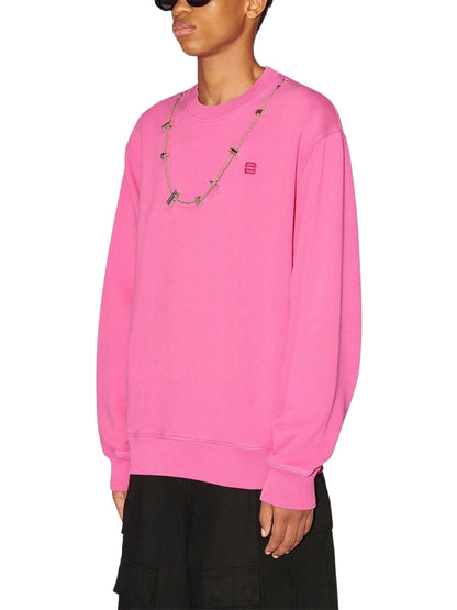 Pink Drawstring Chain Crewneck