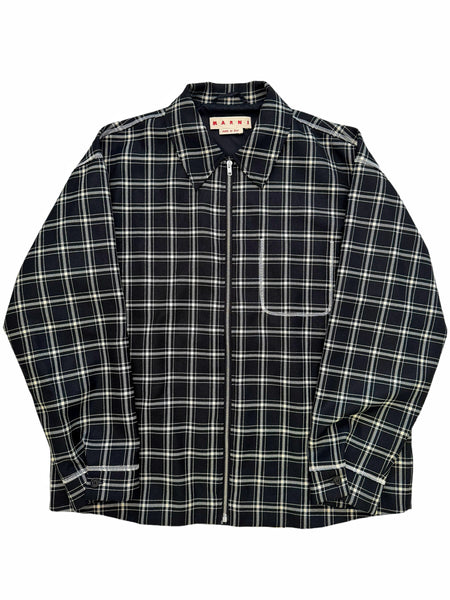 Plaid Wool Zip Up Jacket