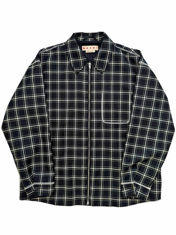 Plaid Wool Zip Up Jacket