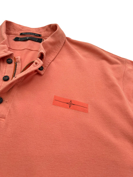 Old Coral Pink Logo Zip Polo