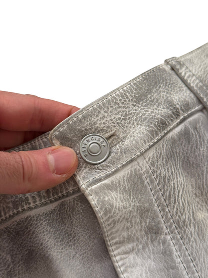Mud Show White Leather Biker Pants