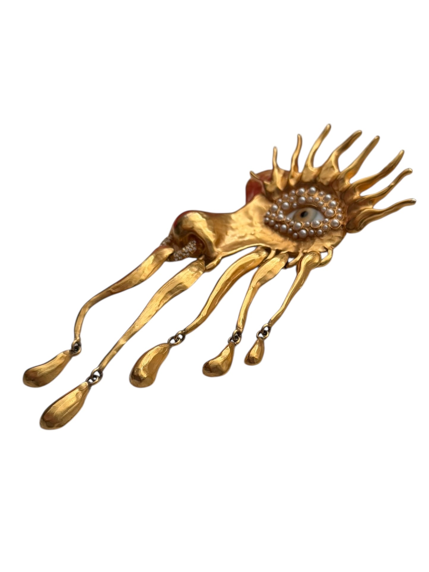 Gilded “Visage” Eye Brooch
