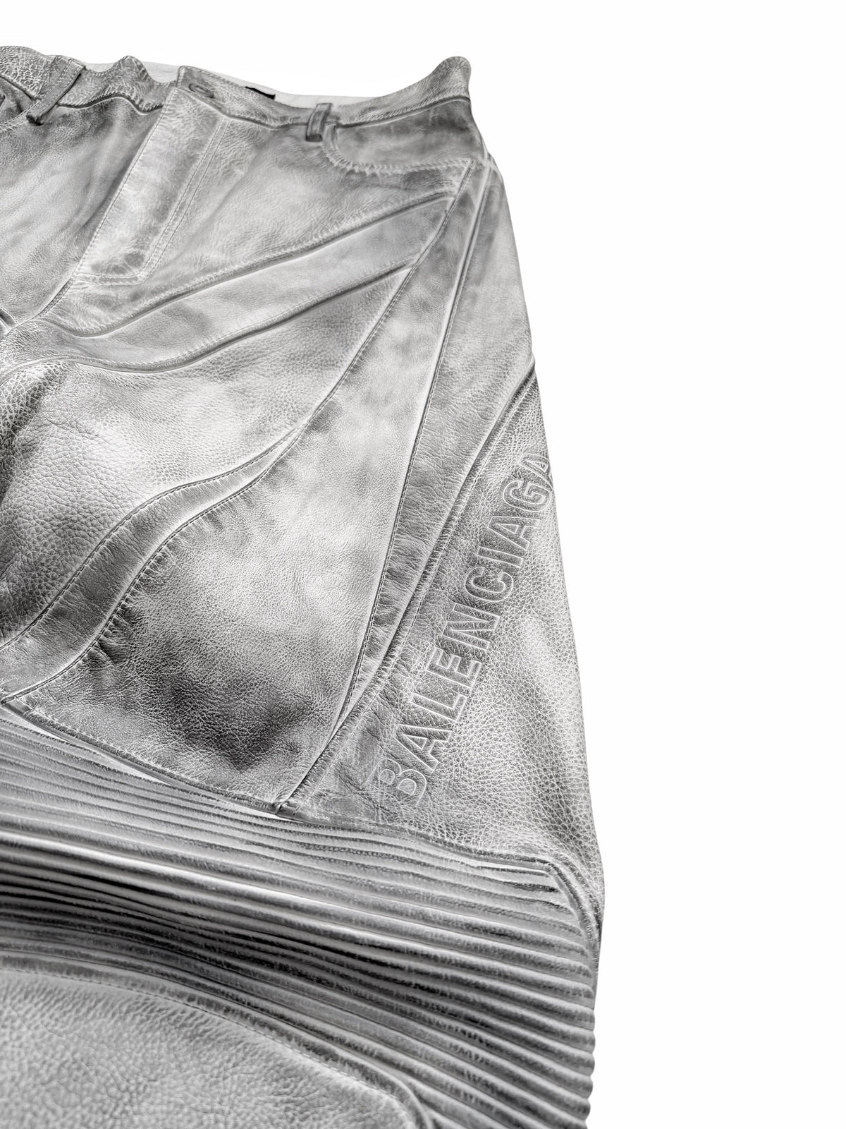Mud Show White Leather Biker Pants